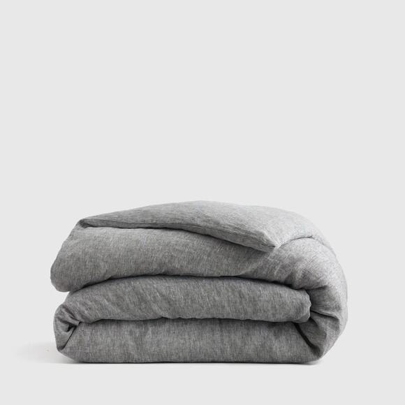 Quince European Linen Duvet Cover Charcoal Chambray Size King/CalKing - Picture 1 of 8